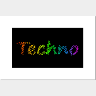 Techno rainbow Posters and Art